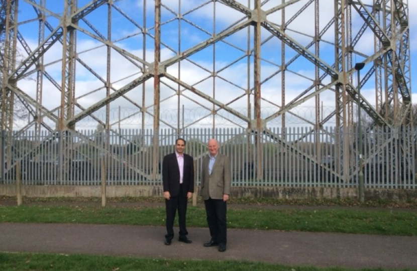  Council Leader Richard Cornelius and Councillor Sachin Rajput, Barnet Council's lead-member for Sport and Physical Activity, outside the soon-to-be-developed site